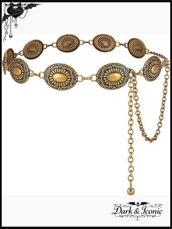 Accessories - Western Concho Chain Belt - Cowgirl Boho Belt for Dresses & Jeans